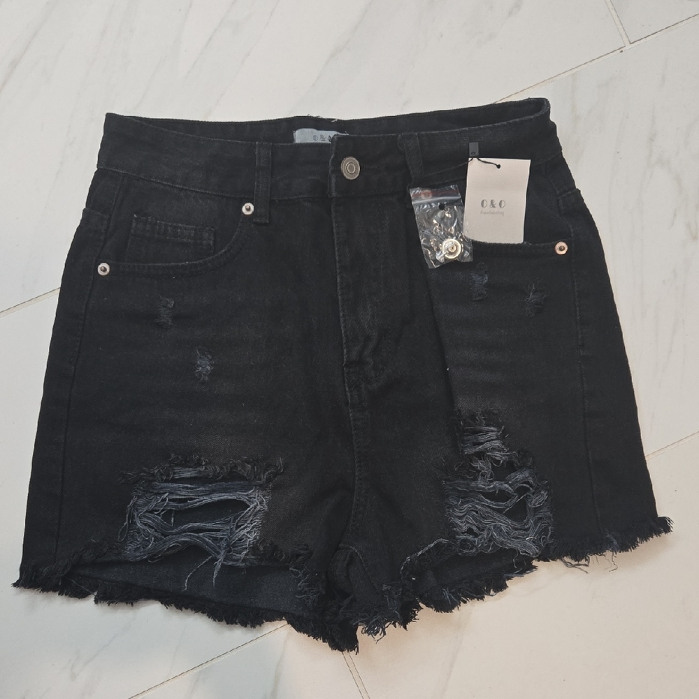 C.C Distressed Black Denim Shorts